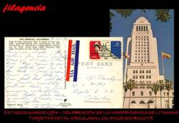 AMERICA. ESTADOS UNIDOS. ENTEROS POSTALES. TARJETA POSTAL CIRCULADA 1974. LOS ÁNGELES-BOGOTÁ. HOMENAJE A LITUANIA - Other & Unclassified