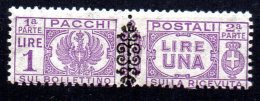 1945- Luogotenenza Pacco Con Fregio Nero N. 54  1 Lira  Nuovo MLH* - Colis-postaux
