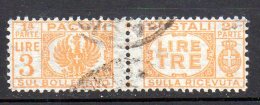 1946- Luogotenenza Pacco Senza Fascio Al Centro N. 62 3 Lire Timbrato Used - Postpaketten