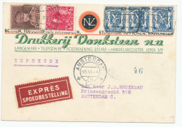 438/24 - Carte EXPRES TP Képi Et Divers , Cachet De Gare LANGEMARCK 1936 Vers AMSTERDAM NL - TARIF 4 F 50 - 1931-1934 Képi