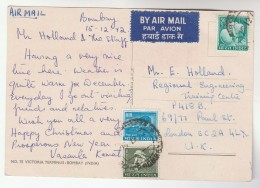 1972 Air Mail INDIA COVER Stamps To GB (postcard Victoria Terminus Bombay, Bus) Airmail Label - Covers & Documents
