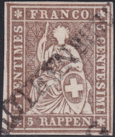 Heimat LU ROTHENBURG 186? Langstempel Auf Strubel Weissrandig Zu#22G 5Rp Braun - Oblitérés