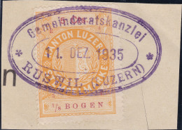 Heimat LU RUSWIL 1935-12-11 Auf Briefstück Fiscalmarke 5Cts Gemeindekanzlei - Steuermarken