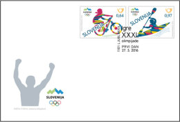 New Neu 2016 FDC Cover Summer Olympic Games Rio Brasil: Canoeing And Kayaking Kayak; Cycling Mountain Bike Ciclisme - Eté 2016: Rio De Janeiro