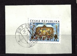 Czech Republic  Tschechische Republik 2014 ⊙ Mi 826 Josef Lada - Christmas, Weihnachten. Cutting, Auf Briefstück C.13 - Used Stamps