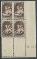 France N° 446 XX  Au Profit Du Musée Postal, En Bloc De 4 Coin Daté Du 23 . 6 . 39, Sans Charnière, TB - 1930-1939