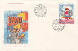 WORKER'S DAY, 1ST OF MAY, COVER FDC, 1989, ROMANIA - FDC