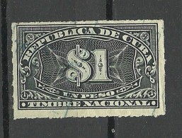 KUBA Cuba Old Tax Stamp 1 Peso Timbre Nacional O - Segnatasse