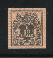 HANNOVER (Germania) - 1853 - Valore Nuovo Stl Da 1/10 T. Nero Arancio Non Dent. - Stemma - In Ottime Condizioni - Hanovre