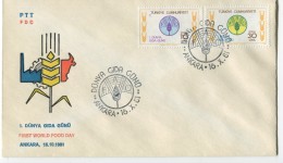 TURQUIE,TURKEI TURKEY FIRST WORLD FOOD DAY 1981  FDC - Brieven En Documenten