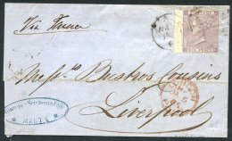 MALTA 1861-70 Three Items To UK Featuring The 6d Rate With 1861 July 31 Envelope Franked With 1856 6d Lilac, 1865 (Jan) - Autres & Non Classés