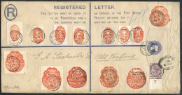 1897 2d Reg Stationery Large Envelope Uprated With A Control Single 'T' 1d Lilac & 1d Orange Embossed Revenue Stamps - Autres & Non Classés