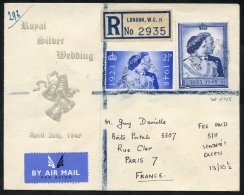 1948 Silver Wedding Set Together On An Illustrated Registered FDC Airmail To Paris. (1) - Otros & Sin Clasificación