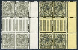 1912 7d Olive & 8d Black/yellow Each Bearing Right Side Interpane Block Of Four Showing Vertical Bars, Generally Fin - Otros & Sin Clasificación