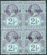 1887 Jubilee 2½d & Block Of Four Opts SPECIMEN Type 9, Fresh M, SG. 201s. (4) Cat. £300 - Otros & Sin Clasificación