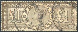 1884 Wmk Crowns £1 Brown Lilac, Av U Example; Faults Incl. Repair Etc, SG.185. - Autres & Non Classés