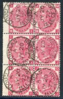 1872 3d Rose Pl.8 Wing Marginal Block Of Six, VFU With Douglas, Isle Of Man Jy.20.1872 C.d.s's. Attractive Multiple, SG. - Autres & Non Classés