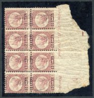 1870 ½d Rose Red Pl.12 EW/HX, M Full O.g BLOCK OF EIGHT With Imperforate Right Hand Margin (top Pair With Broken - Autres & Non Classés