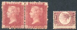 1858-79 1d Rose Red Pl.154, Fine UM Horizontal Pair, SG.43, 1870 ½d Rose Red Pl.1, Fine UM, SG.48. (3) Cat. &poun - Autres & Non Classés