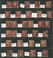 1858-79 1d Plates U Range Between 74 & 224 Duplication & Mixed Condition, (174) ST.Cat. £800+ - Autres & Non Classés