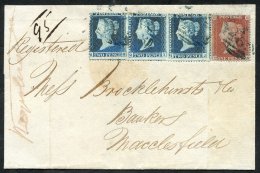 1855 Reg Cover From Liverpool To Macclesfield, Franked 1d Stars & 2d Stars Strip Of Three, Tied Barred Oval Numerals - Autres & Non Classés