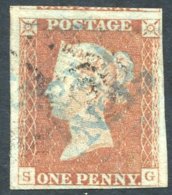 1841 1d Red SG, Four Good To Huge Margins Cancelled By The Black MC Together With The Framed 'PYP No 15' For Handsworth - Autres & Non Classés