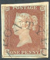 1841 1d Red Brown DE, Three Good To Large Margins Just Clipped At Top, Tied To Piece By PONTYPOOL Undated Circle In Blac - Autres & Non Classés