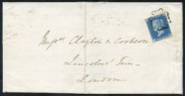 1841 Dec 23rd Cover From York To London, Franked Pl.1 SE, Three Good Margins, Cut Into Lower Right Side, Tied By Fine Bl - Autres & Non Classés