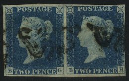 Plate 1 BG/BH Horizontal Pair With Clear To Large Margins, Cancelled By Part Black MC's. (2) - Autres & Non Classés