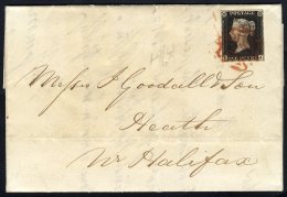 1840 June 19th Entire Letter From Manchester To Heath, Nr Halifax, Franked Pl. 2 PJ, Four Margin Example Tied Fine Red M - Autres & Non Classés