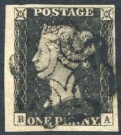 Plate 1b BA, Good To Large Margins, Very Fine Black MC, Superb Stamp. - Autres & Non Classés