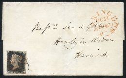 1840 Oct 11th Cover From Farringdon To Henley In Arden, Franked By Three Margined Example Of Pl.1a KD, Obverse Bears Far - Autres & Non Classés