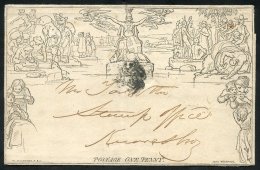 1841 One Penny Letter Sheet Forme 6 Stereo A232 From York To Knaresborough, Cancelled Black MC, Reverse York Despatch &a - Autres & Non Classés