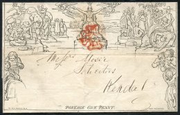 1840 One Penny Letter Sheet Unplated Stereo 'A76' From Appleby To Kendal, Cancelled By Red MC, Reverse Bears Appleby C.d - Autres & Non Classés