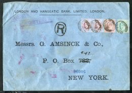 USA 1905 Registered Cover From London To New York Franked KEVII ½d, 6d, 9d (pair), Tied Lombard St. Oval Register - Autres & Non Classés