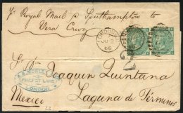 MEXICO 1866-77 Trio Of Covers, One At 1s (6d Lilac X2 - One With Torn Perfs), Others With 2s (1s Green Pairs, Different - Autres & Non Classés