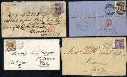 ITALY - SICILY 1869-73 Four Covers At The 6d Rate With SG.108, 109, 123 & 124a, Odd Small Fault But Generally Attrac - Autres & Non Classés