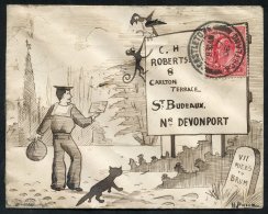 1906 Envelope, Backing Paper Adhering To The Reverse, From Castletown To Devonport Franked 1d Edward Tied Castletown Dou - Autres & Non Classés