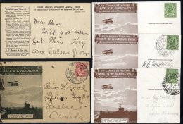 1911 Coronation UK Aerial Post Brown Card To Upper Norwood Box 3 Postmark, Brown Card To Kent Box 4 Pmk, Emergency Print - Sonstige & Ohne Zuordnung