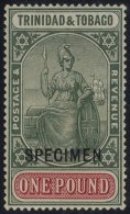 1913-25 £1 Grey Green & Carmine, Fine Optd SPECIMEN, SG.156s. (1) - Autres & Non Classés