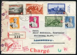 1944 Reg Envelope To Nurnberg, Franked National Fete & Olympic Sets, Tied By Postal Bus C.d.s, German Censor Strip & - Autres & Non Classés