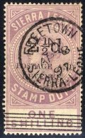 1897 2½d Surcharge (Type 13) & 5 Thin Bars, With Opt Type 14 On Fiscal 1s Dull Lilac, VFU With Freetown 8.4.9 - Autres & Non Classés