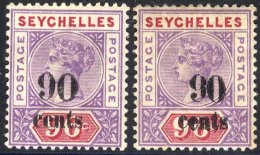 1893 Surcharged Locally 90c On 96c, Variety Wide 'O' (3½mm Wide Instead Of 3mm) M With Vertical Crease, Normal Ex - Autres & Non Classés