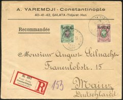 RUSSIAN LEVANT 1913 Reg Envelope To Germany Bearing Levant 2½p On 25k Green & Purple (Yv.171) And 3½p - Autres & Non Classés