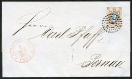 1862 Outer Letter Sheet To Pernau, Bearing 10k Blue & Brown Arms (SG.5) With Superb Numeral 'I' In Three Concentric - Autres & Non Classés