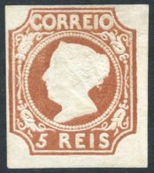 1853 Queen Maria II 5reales Reddish Brown, Unused - Full To Wide Margins All Round, Except For A Tiny Thin Spot At Top N - Autres & Non Classés