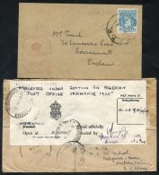 1942-48 Pair Of Covers With WWII Octagonal CROWN/PASSED/PP30 Censor Mark In Red, G.P.O 14/12/42 C.d.s (this Mark Seen On - Autres & Non Classés