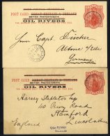 OIL RIVERS PROTECTORATE 1892-95 Pair OIL RIVERS Optd Postcards Each Cancelled OLD CALABAR RIVER C.d.s. To Germany & - Autres & Non Classés