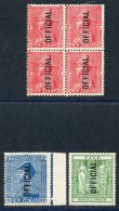 OFFICIALS 1927-33 1d Rose Carmine, Fine M, Block Of Four Incl. 'no Stop After OFFICIAL' SG.O111/O111a, Also 2s & 5s, - Autres & Non Classés