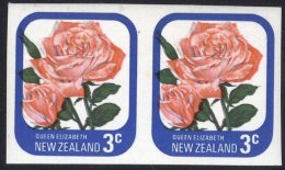 1975 3c Queen Elizabeth Rose IMPERFORATE Horizontal Pair, UM, Unlisted In SG But C.P No PA3a (z), Cat. $750. (SG.1088 Va - Autres & Non Classés